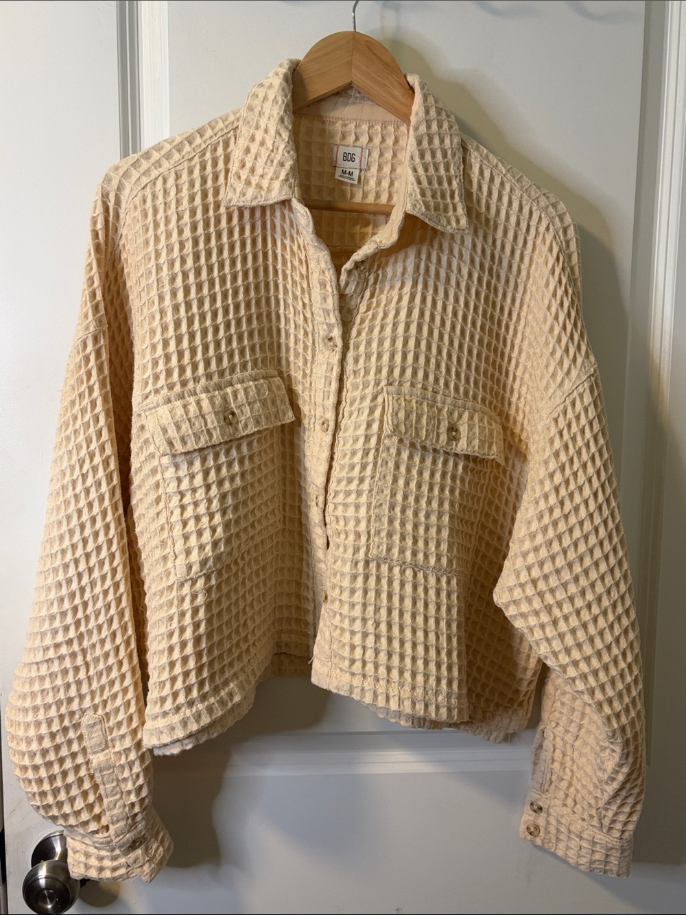 BDG Cream Waffle-Texture Utility Jacket
